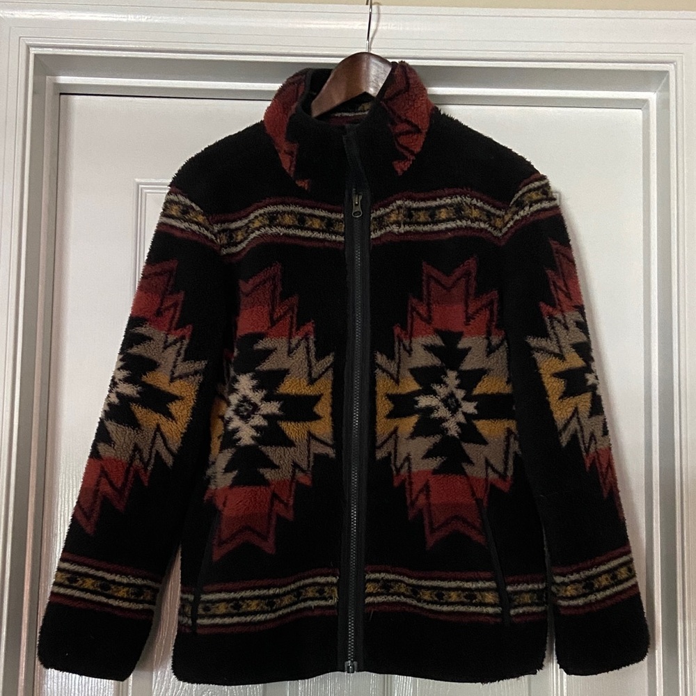 Faherty Black and Multicolor Teddy Jacket